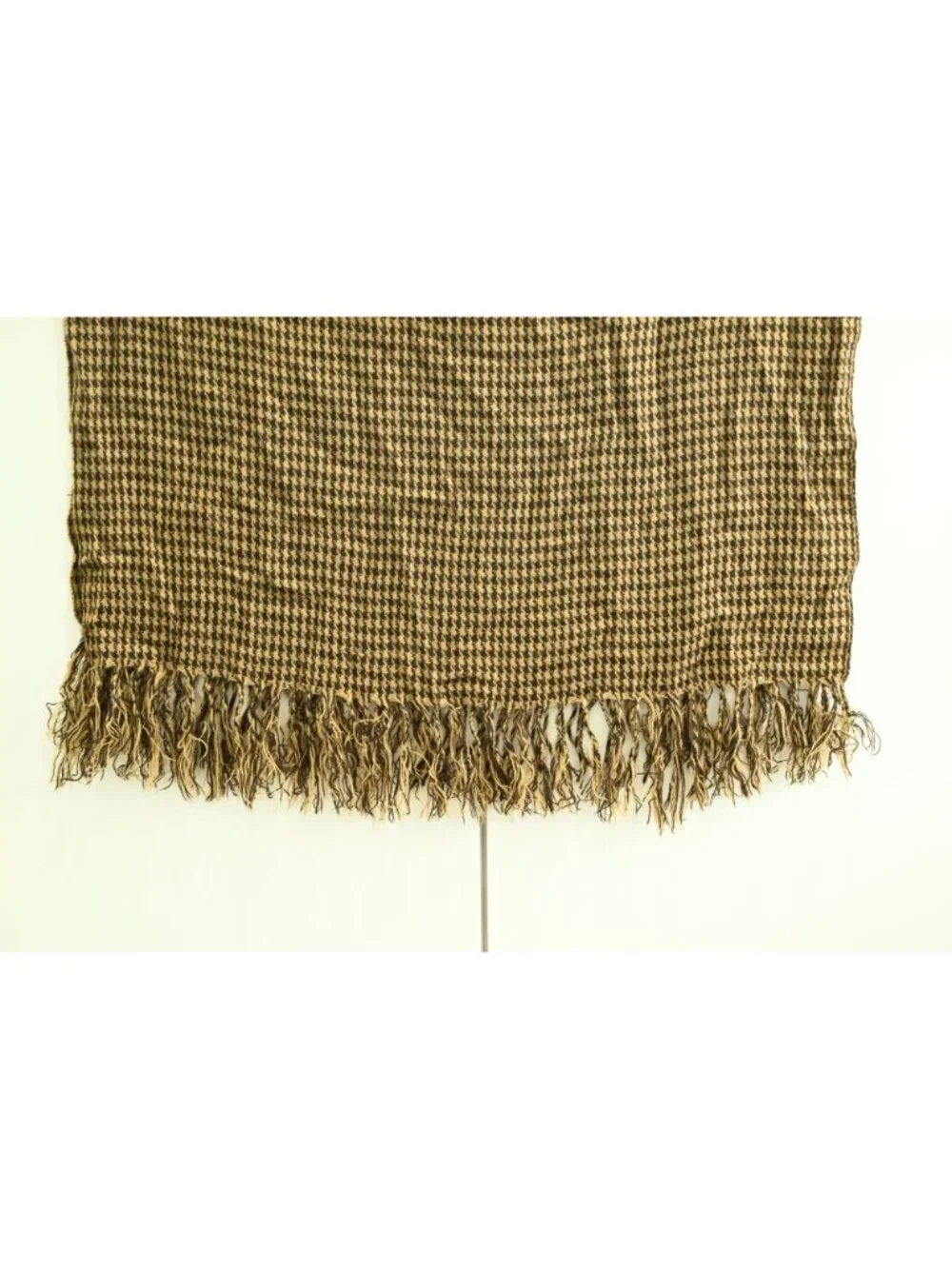Unbranded Houndstooth Rectangle Scarf Brown Tan Fringe Soft Cozy Wrap Winter